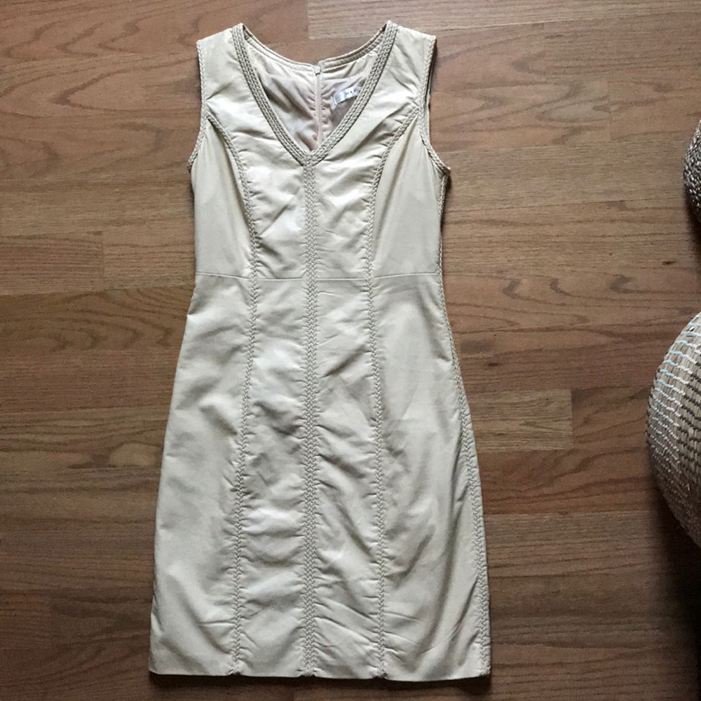 leather dress with braid detail
